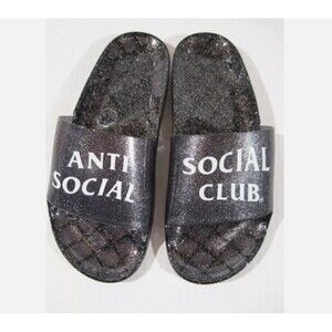 Anti Social Social Club Glitter Slides Black Women's size 6 US